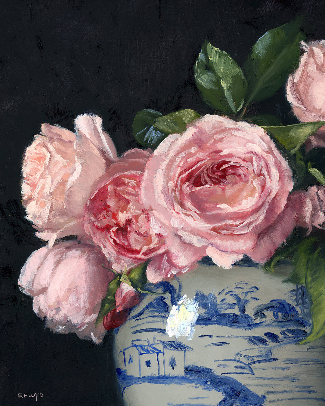 Rose and Ginger Jar, Canvas Art Print, Stretched 1.25" Deep