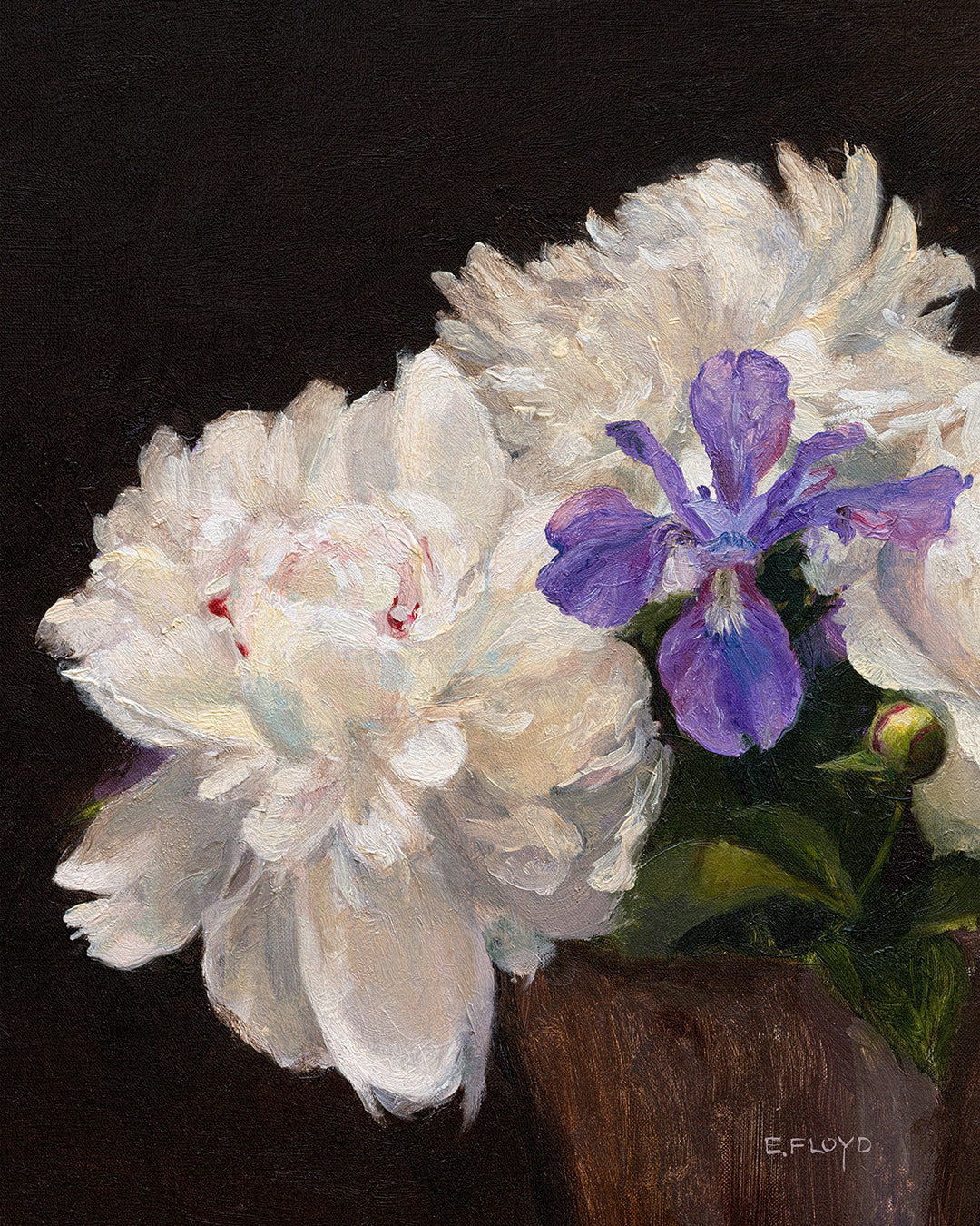 Peonies and Purple Iris, Canvas Art Print, Stretched 1.25" Deep