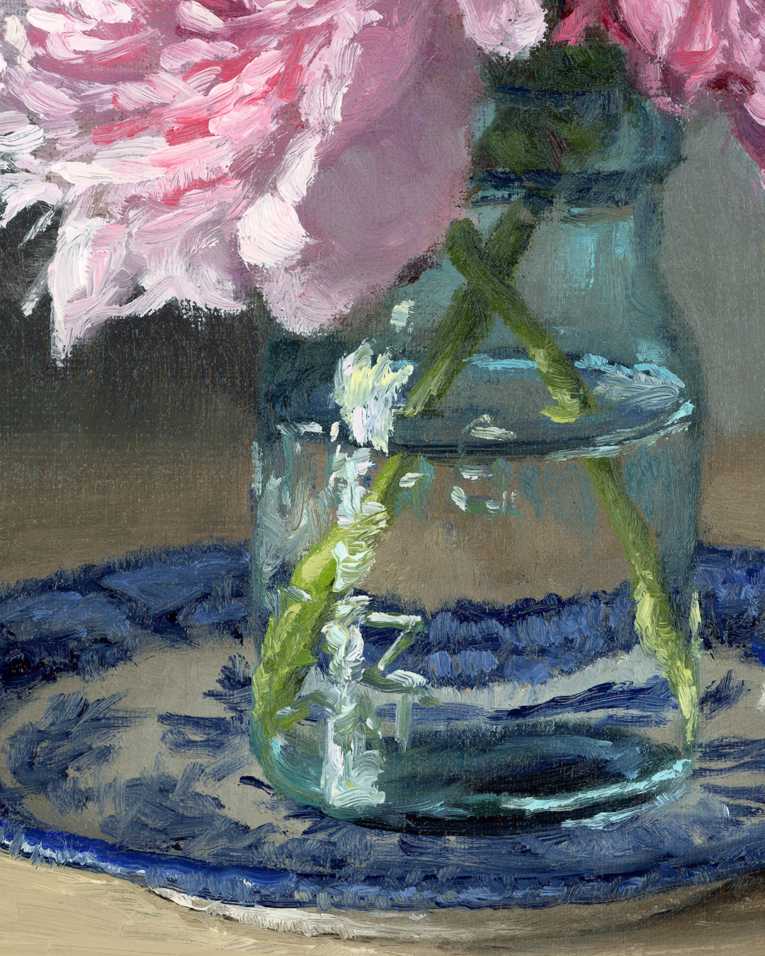 Two Peonies, Framed Oil Painting