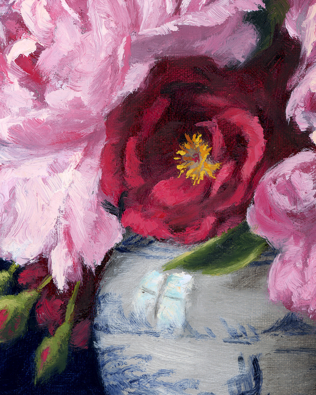 Roses and Peonies no. 1, 9x12 inches, Framed Oil Painting