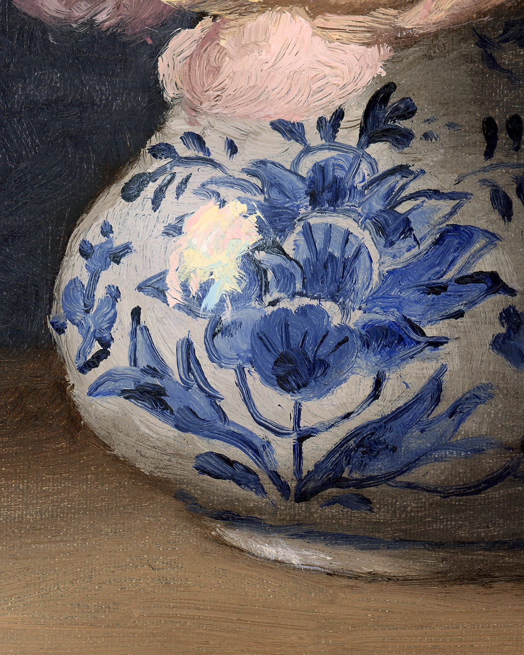 Roses in Delft Vase, 9x12 inches, Framed Oil Painting