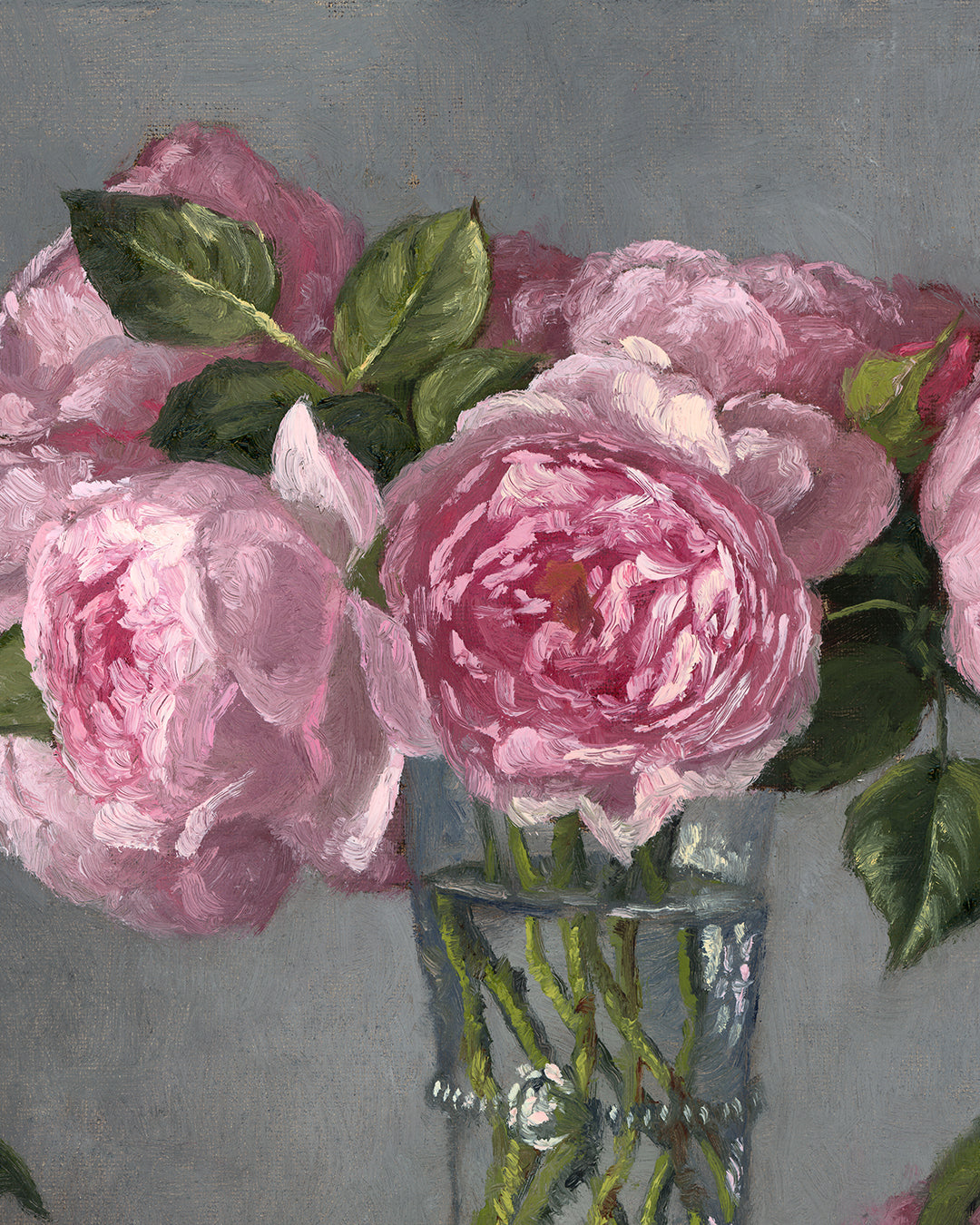Alnwick Roses in Juliska Vase, Framed Oil Painting, 11x14 inches