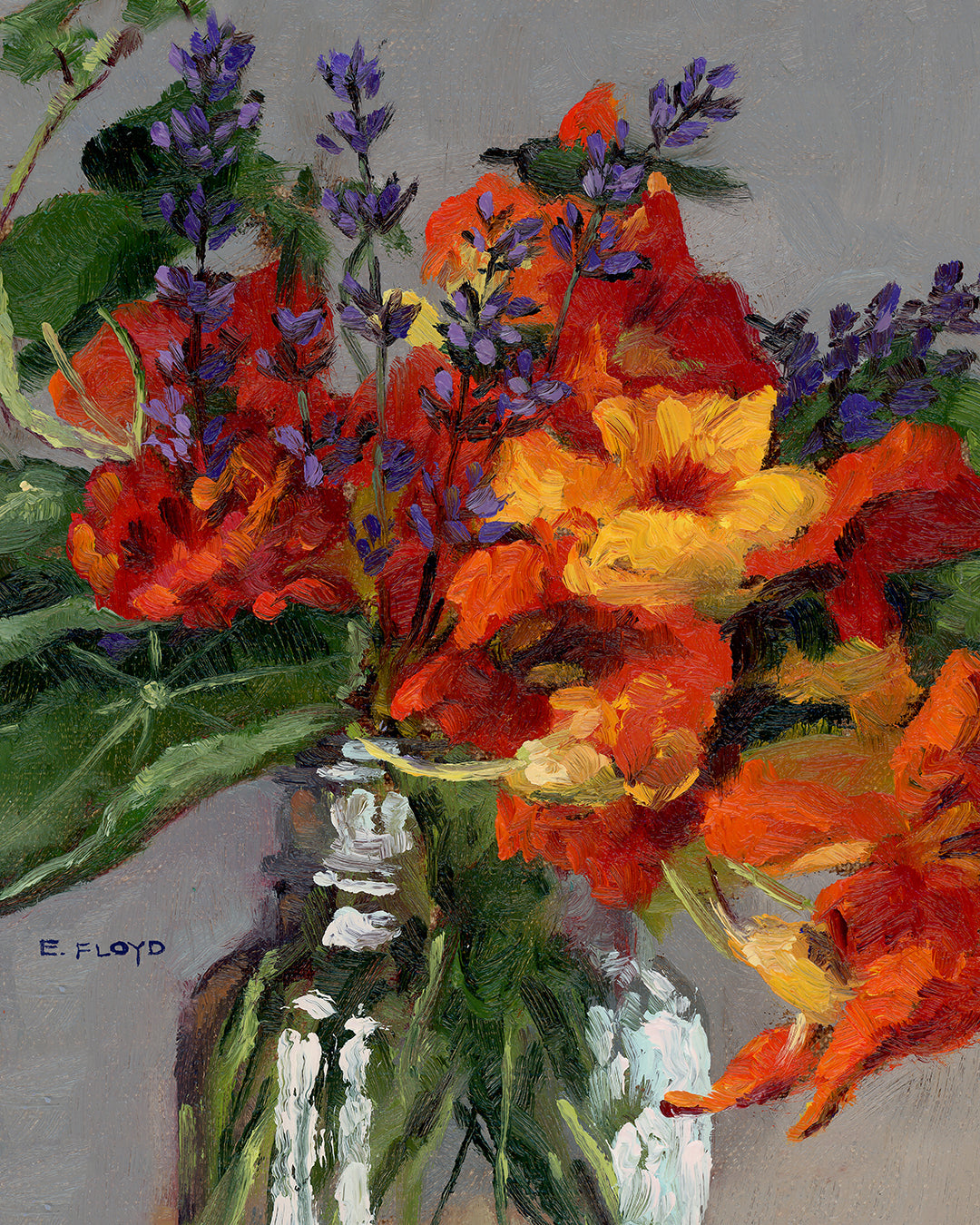 elizabeth lavender plant Nasturtiums and Lavender, Canvas Art Print, Stretched 1.25" Deep – Elizabeth Floyd Fine Art Shop