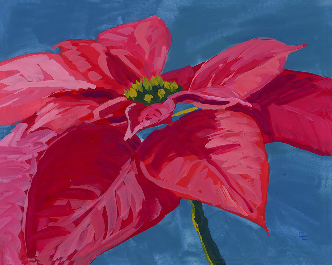 Poinsetta Art Print on Textured Watercolor Matte Paper