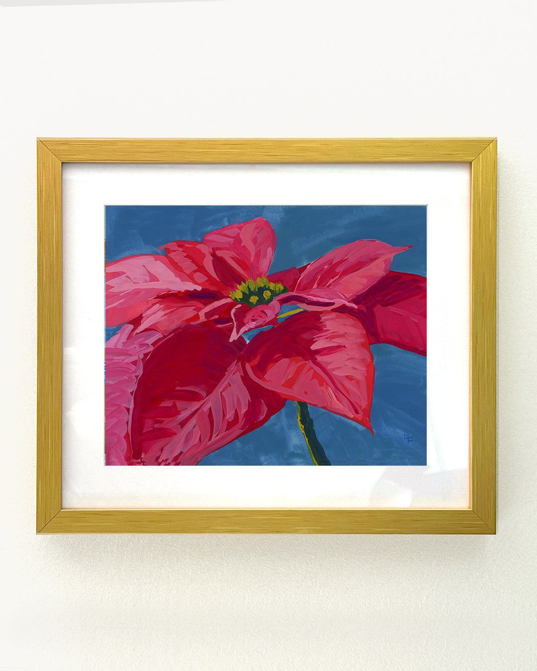 Poinsetta Art Print on Textured Watercolor Matte Paper