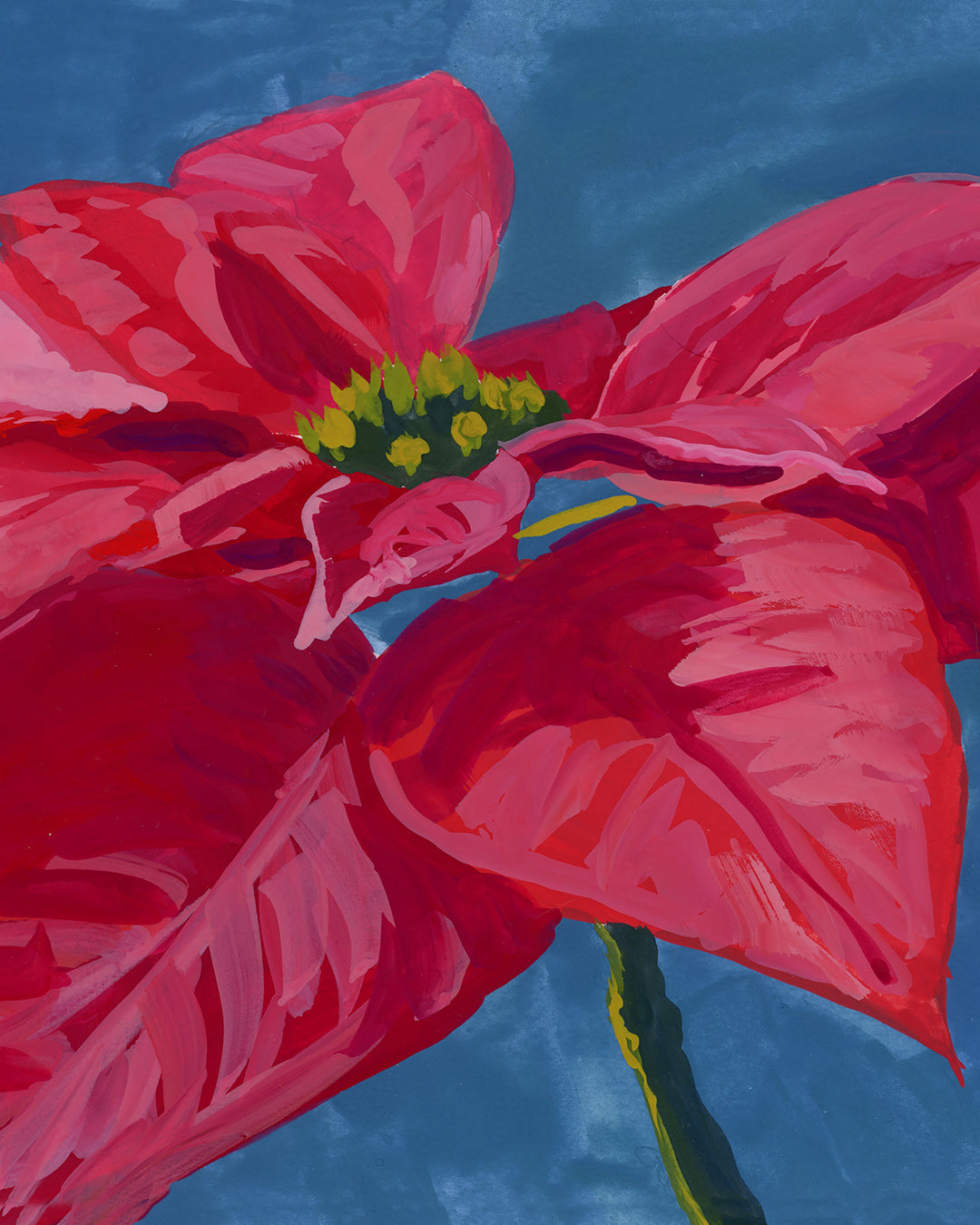 Poinsetta Art Print on Textured Watercolor Matte Paper