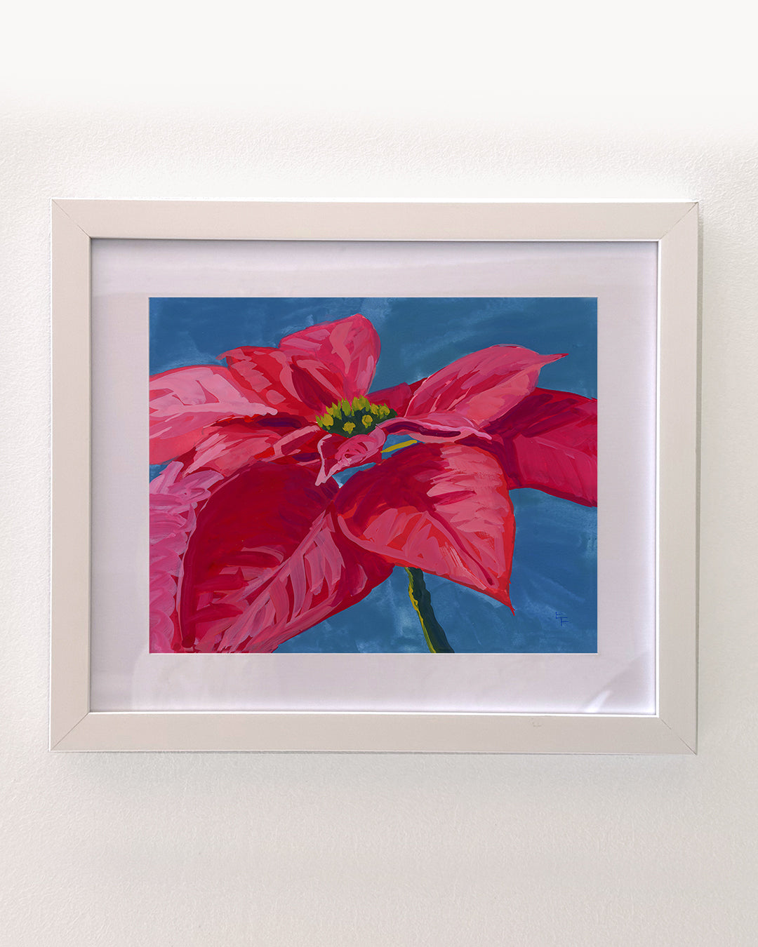 Poinsetta Art Print on Textured Watercolor Matte Paper