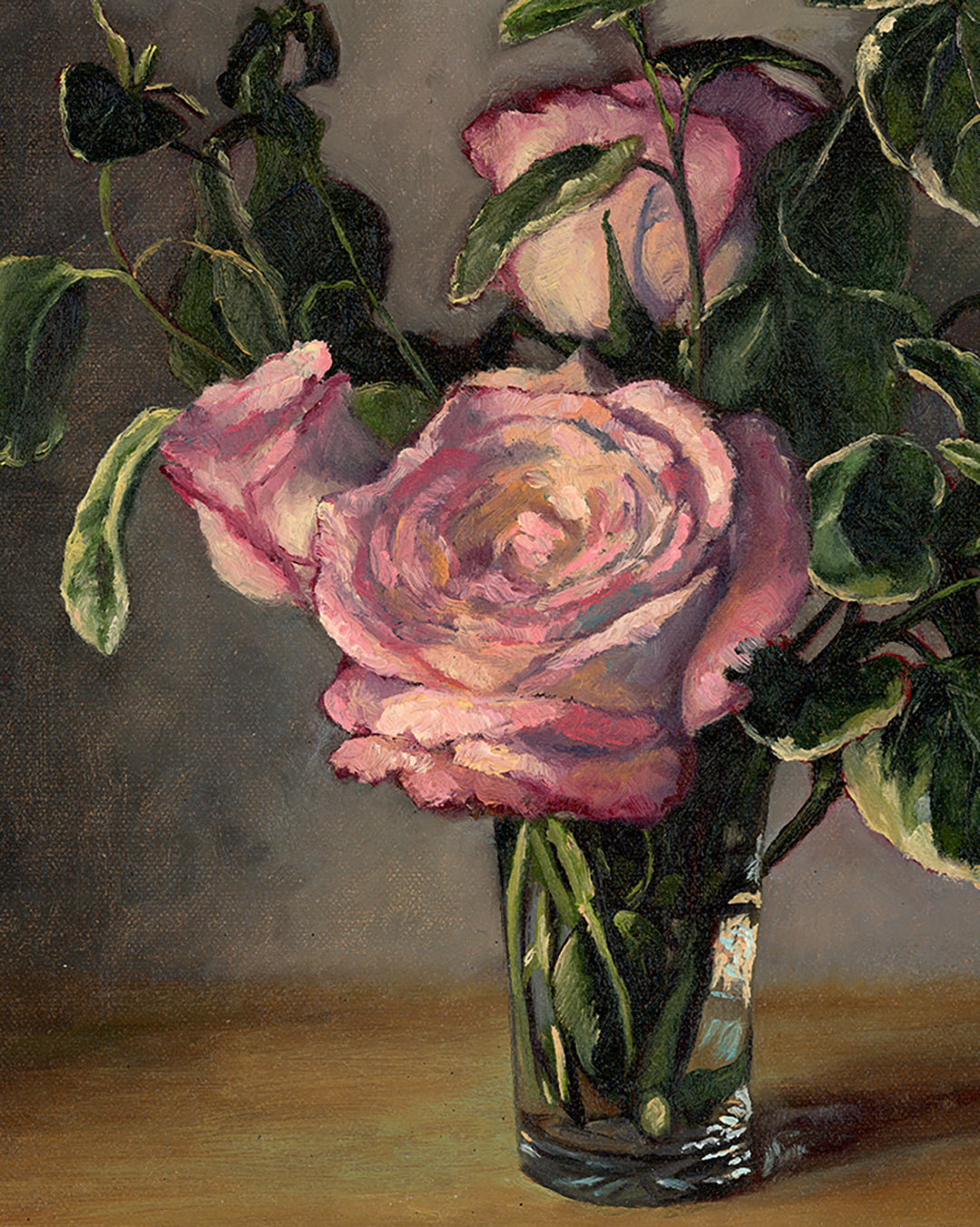 February Roses No. 2, unframed oil painting, 12 x 10 inches