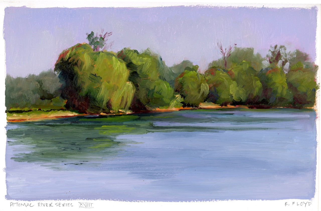 Potomac River Series XVIII, unframed oil painting, 7 x 11 inches