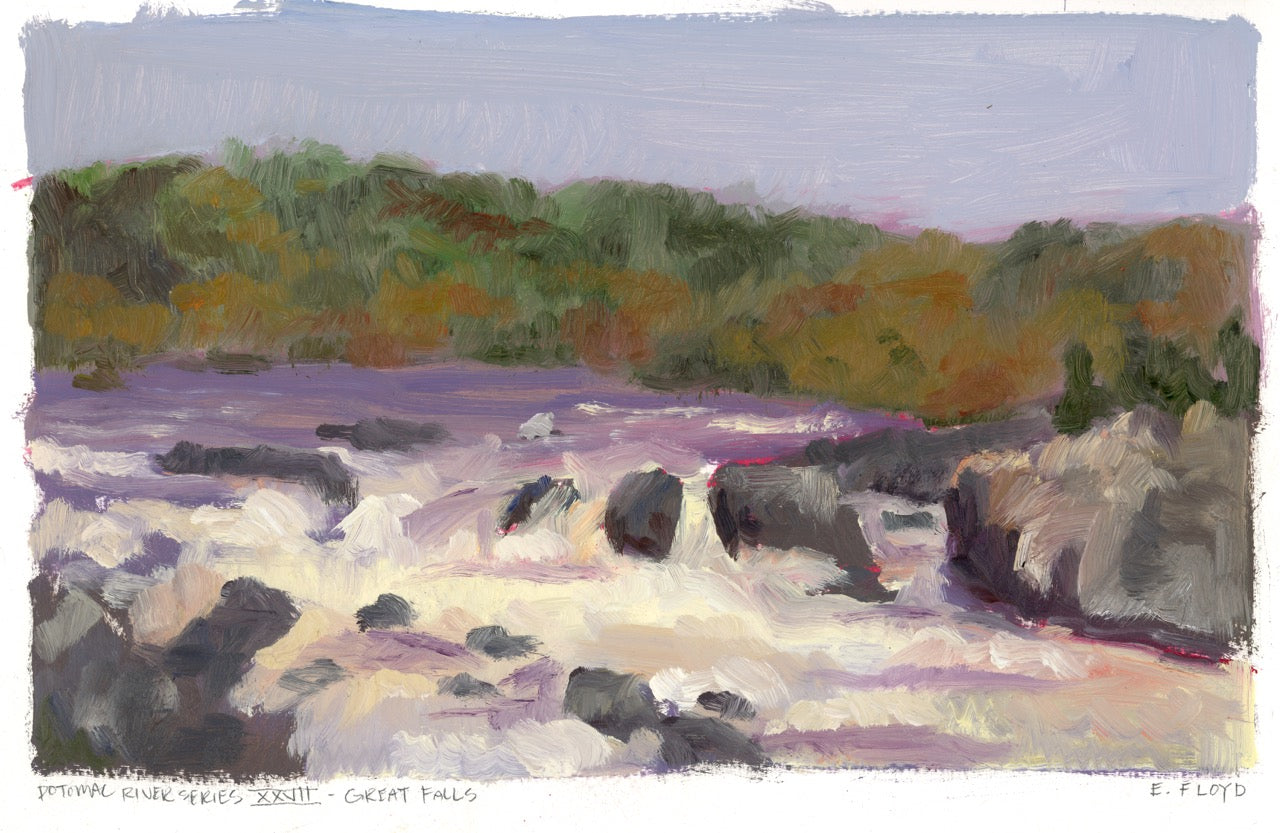 Potomac River Series XXVII Great Falls, unframed oil painting, 6.5 x 10.5 inches