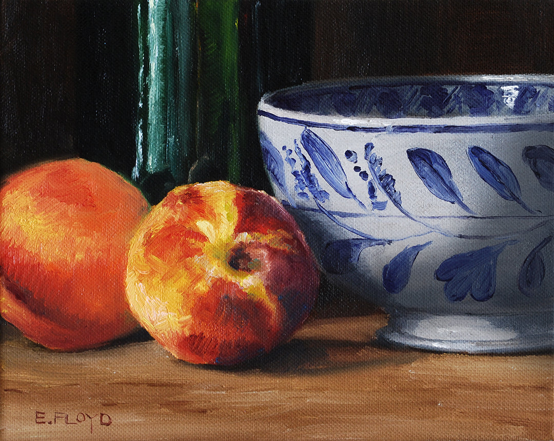 Peaches, Bowl, and Bottle - 8"x10" print