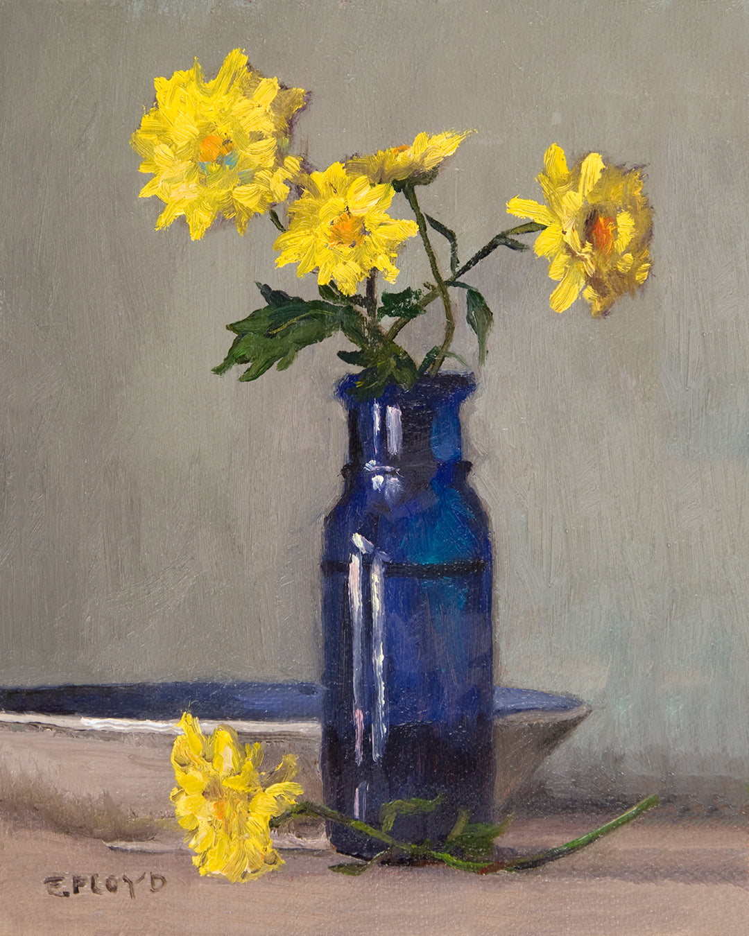 Mums and Blue Bottle - 8"x10" print