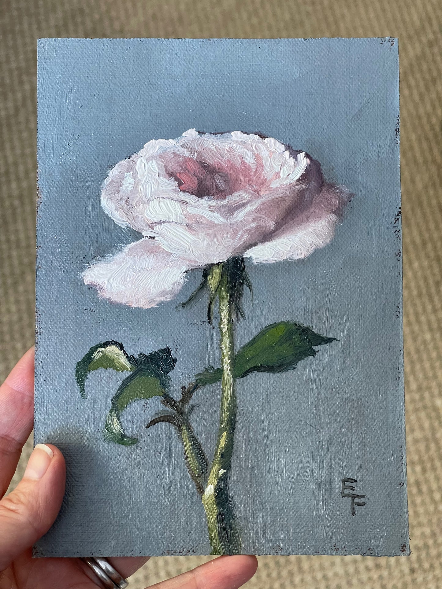 Purity Roses, 7 x 5 inches, oil painting, framed