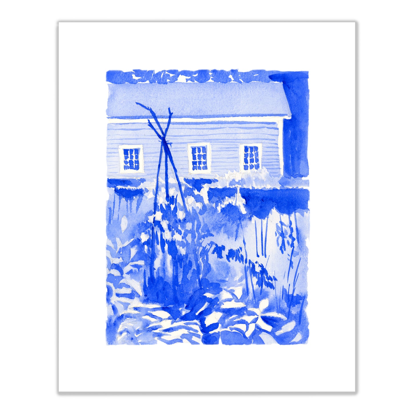 Garden with Barn Fine Art Print on Paper