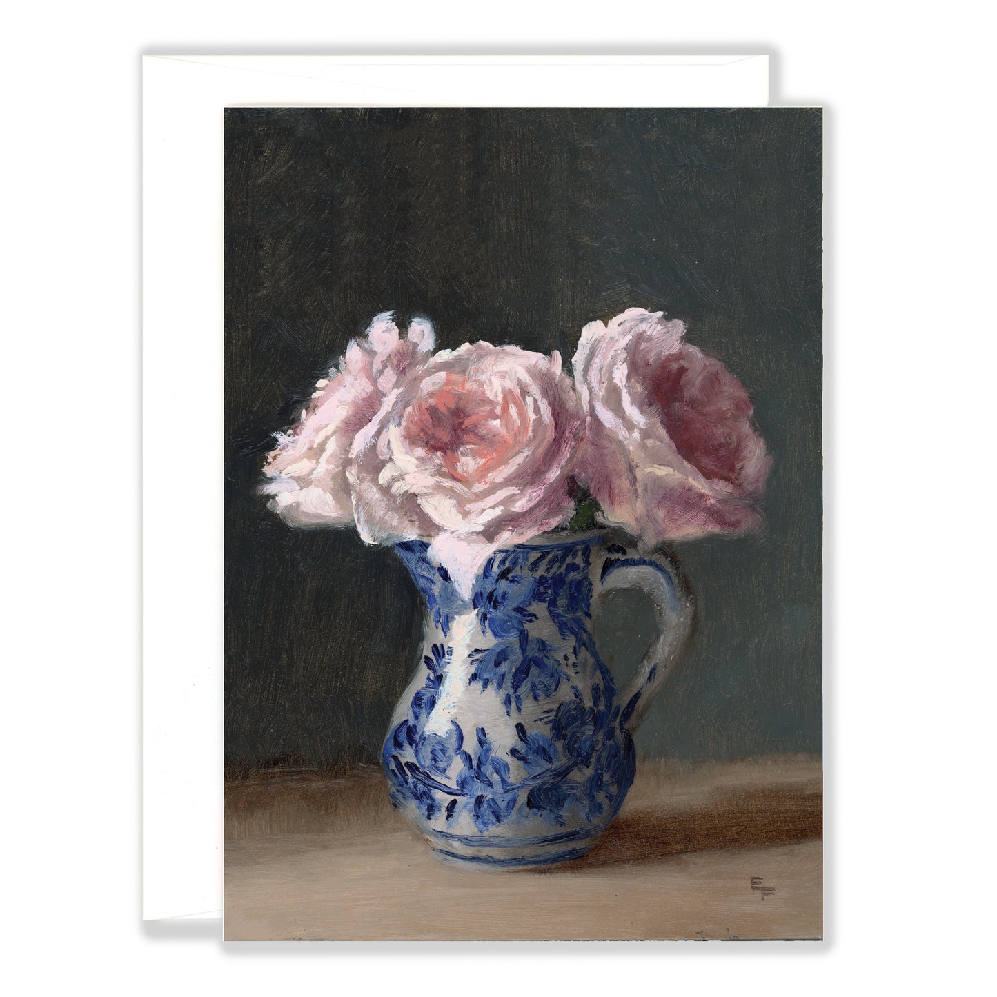 Pink Roses in Delft Greeting Card