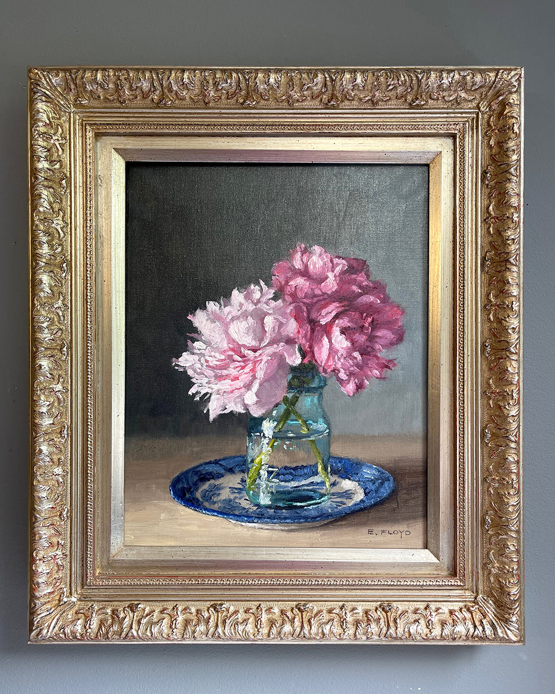 Two Peonies, Framed Oil Painting