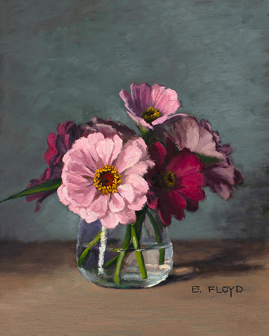 August 2025 - Limited Edition Print - Pink Zinnias