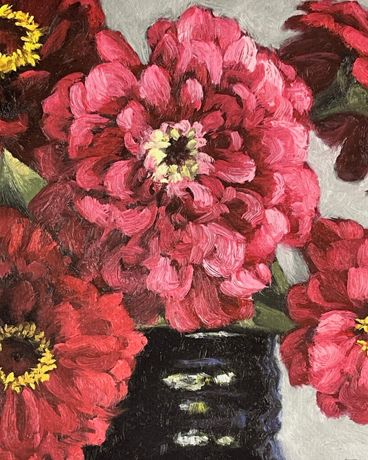 August 2024 - Limited Edition Print - Red Zinnias