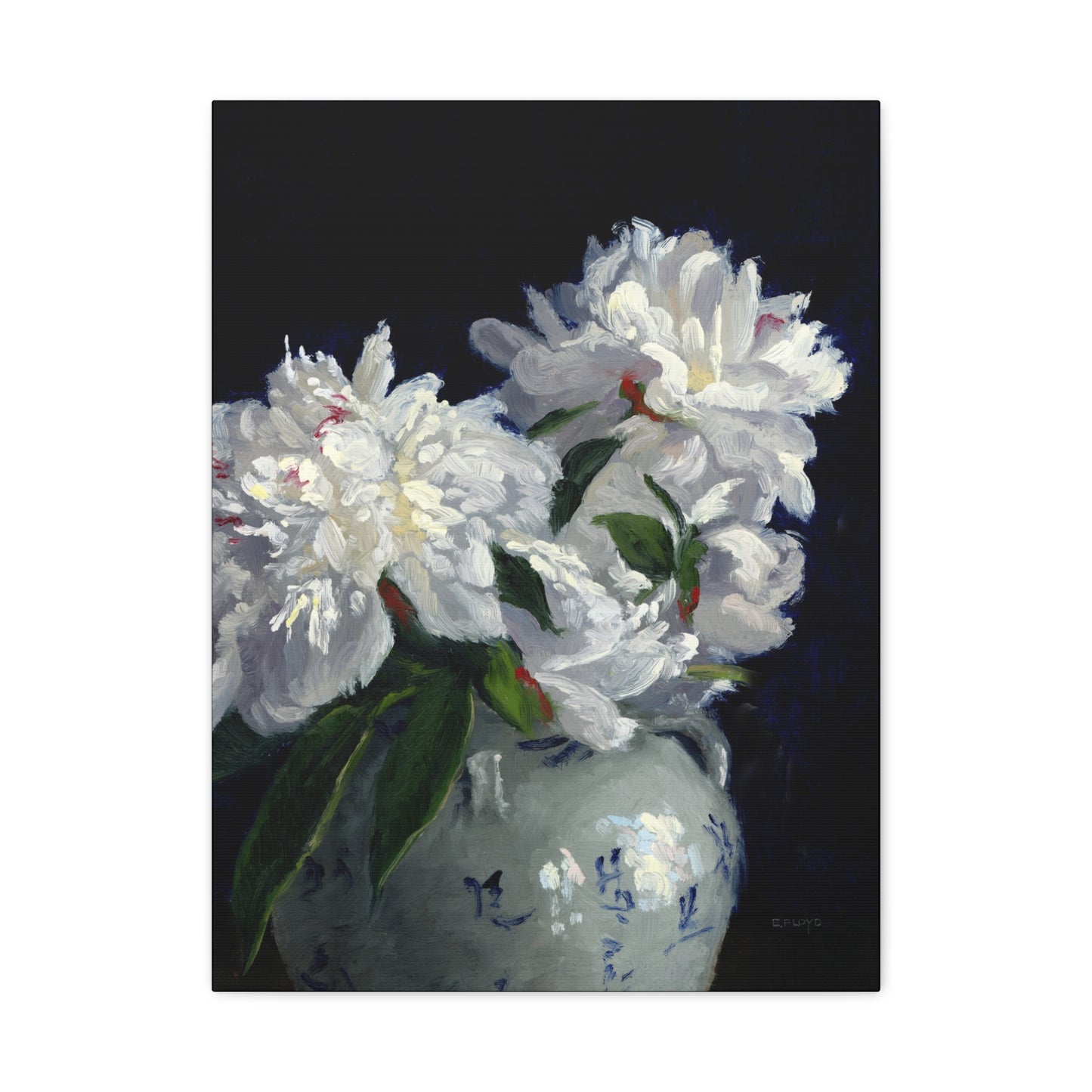 Festiva Maxima Peonies, Canvas Art Print, Stretched 1.25" Deep