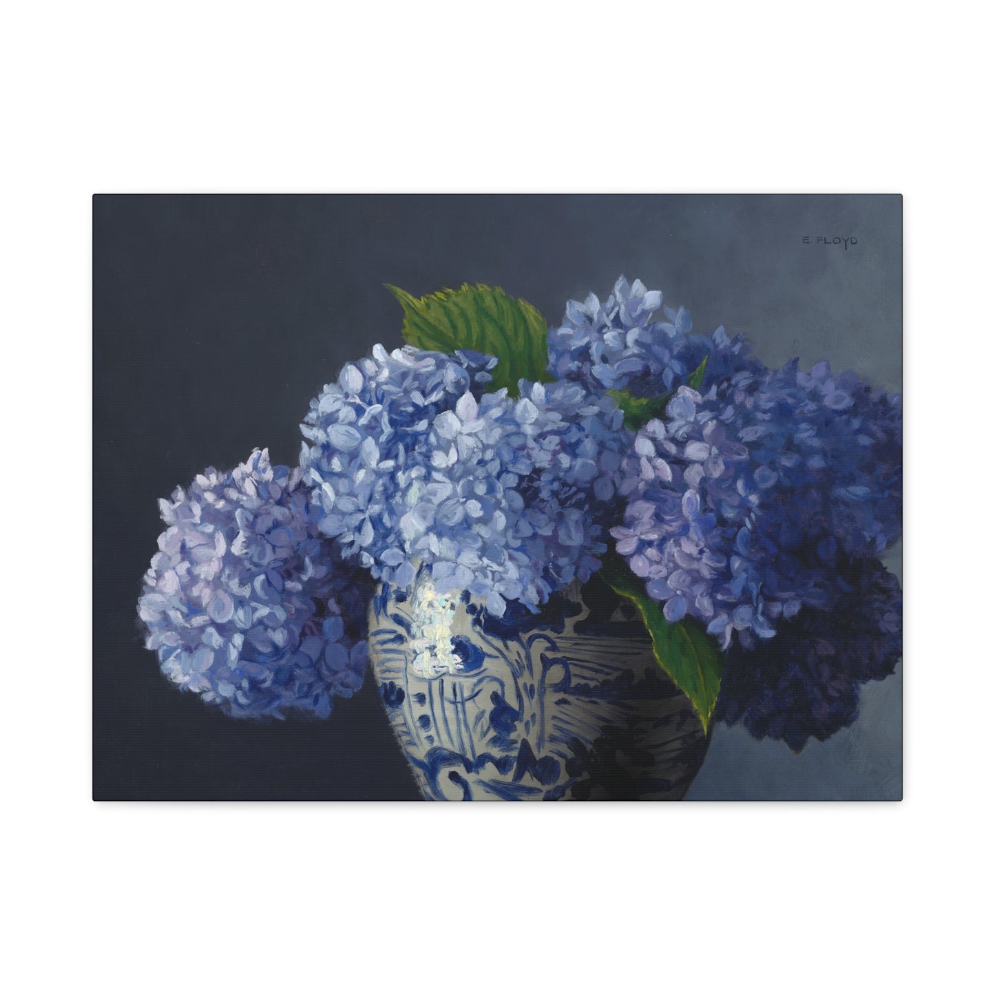 Blue Hydrangeas, Canvas Art Print, Stretched 1.25" Deep