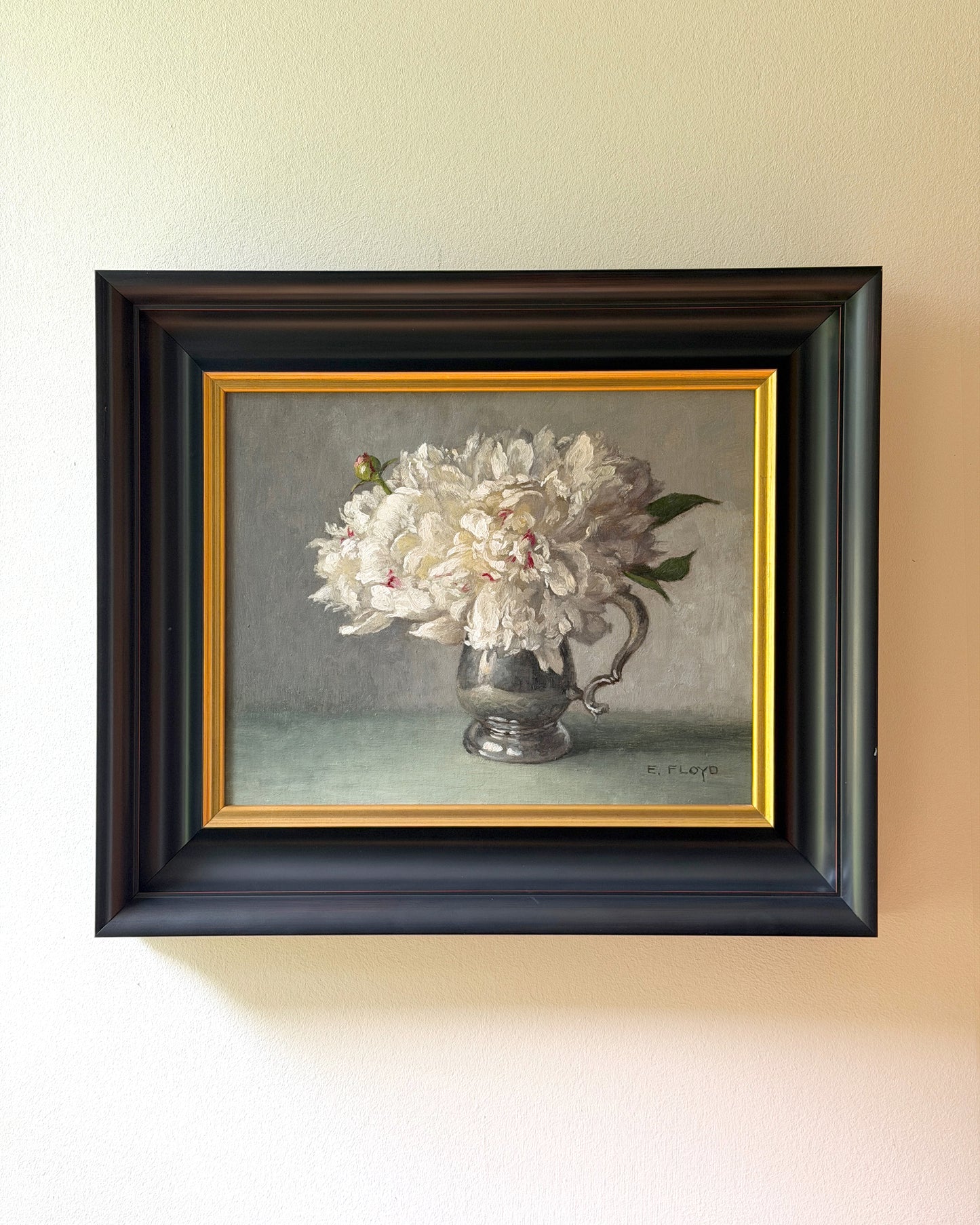Festiva Maxima Peonies, Framed Oil Painting, 11x14 inches