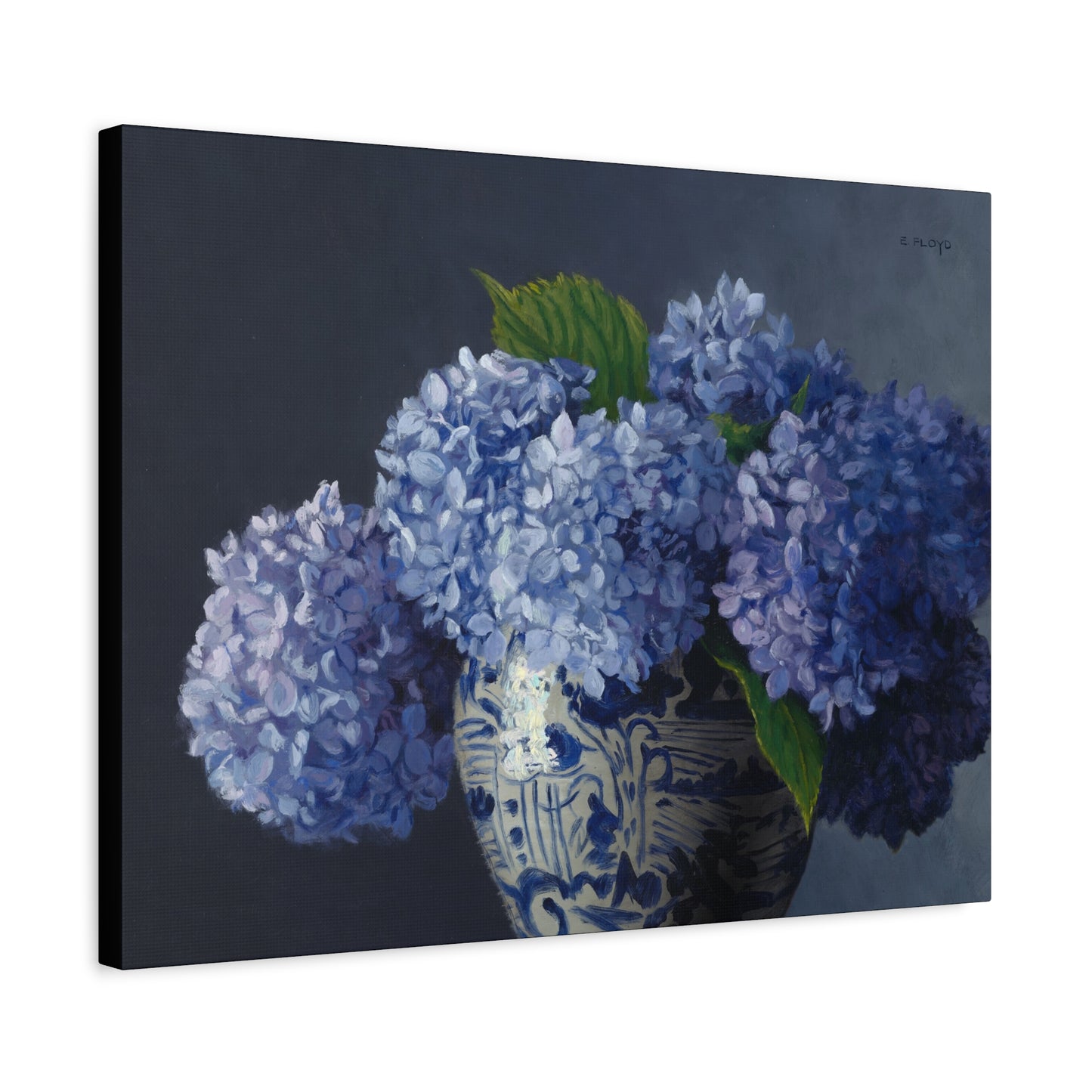 Blue Hydrangeas, Canvas Art Print, Stretched 1.25" Deep