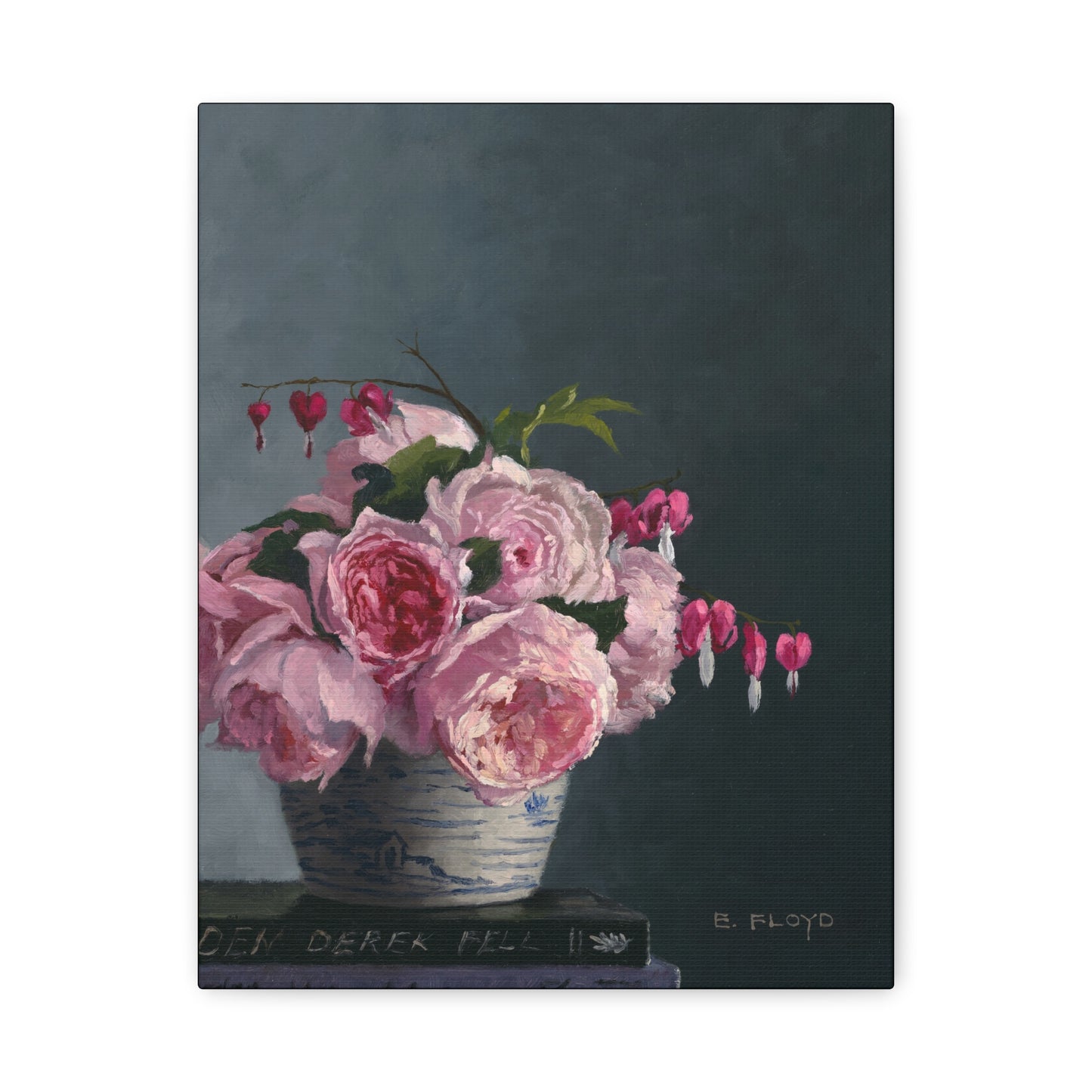 Roses and Bleeding Hearts, Canvas Art Print, Stretched 1.25" Deep