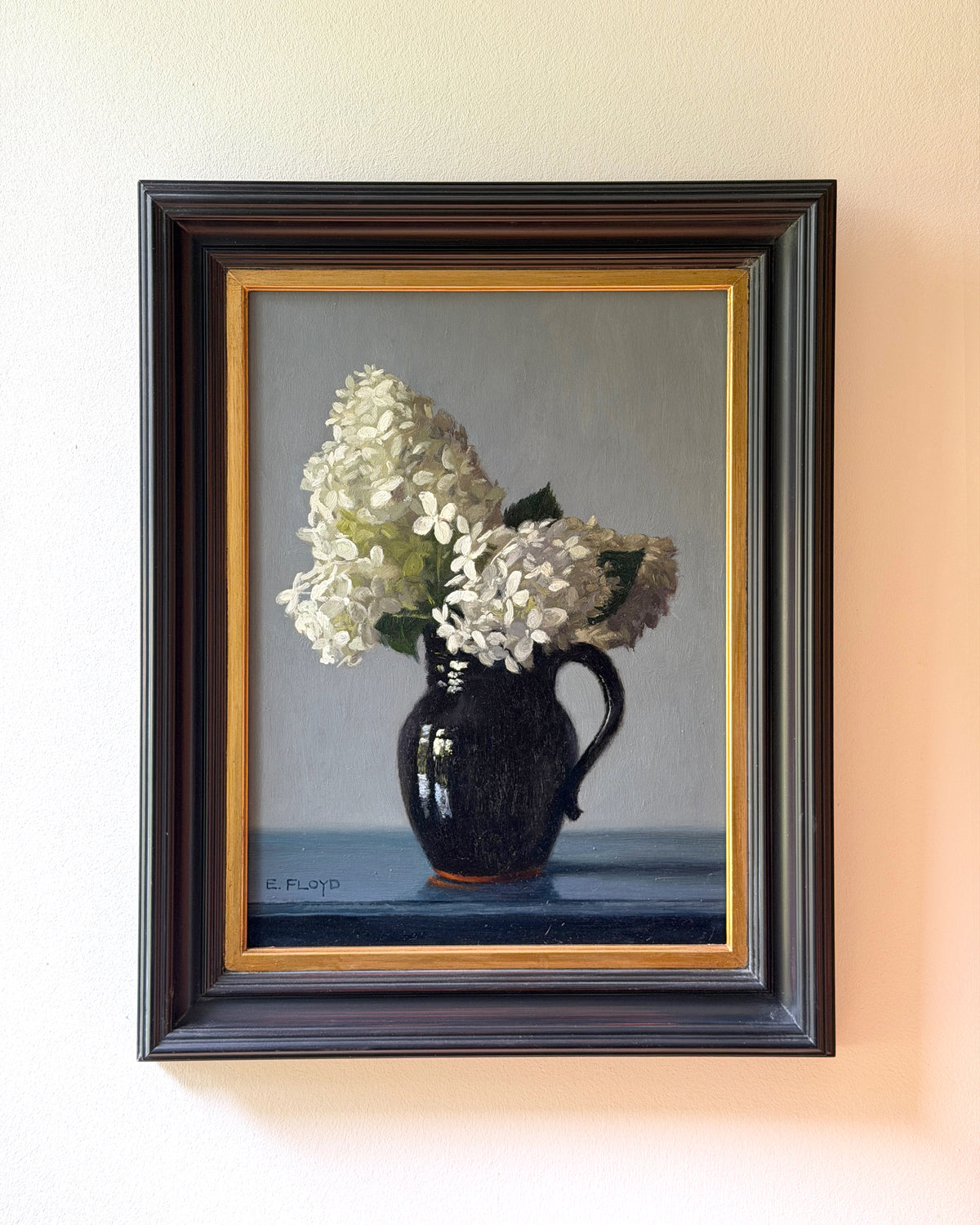Limelight Hydrangeas, Framed Oil Painting, 16x12 inches