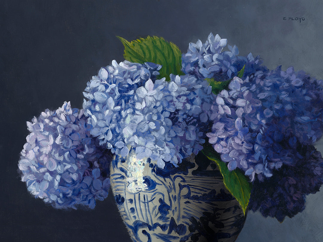 Blue Hydrangeas, Canvas Art Print, Stretched 1.25" Deep