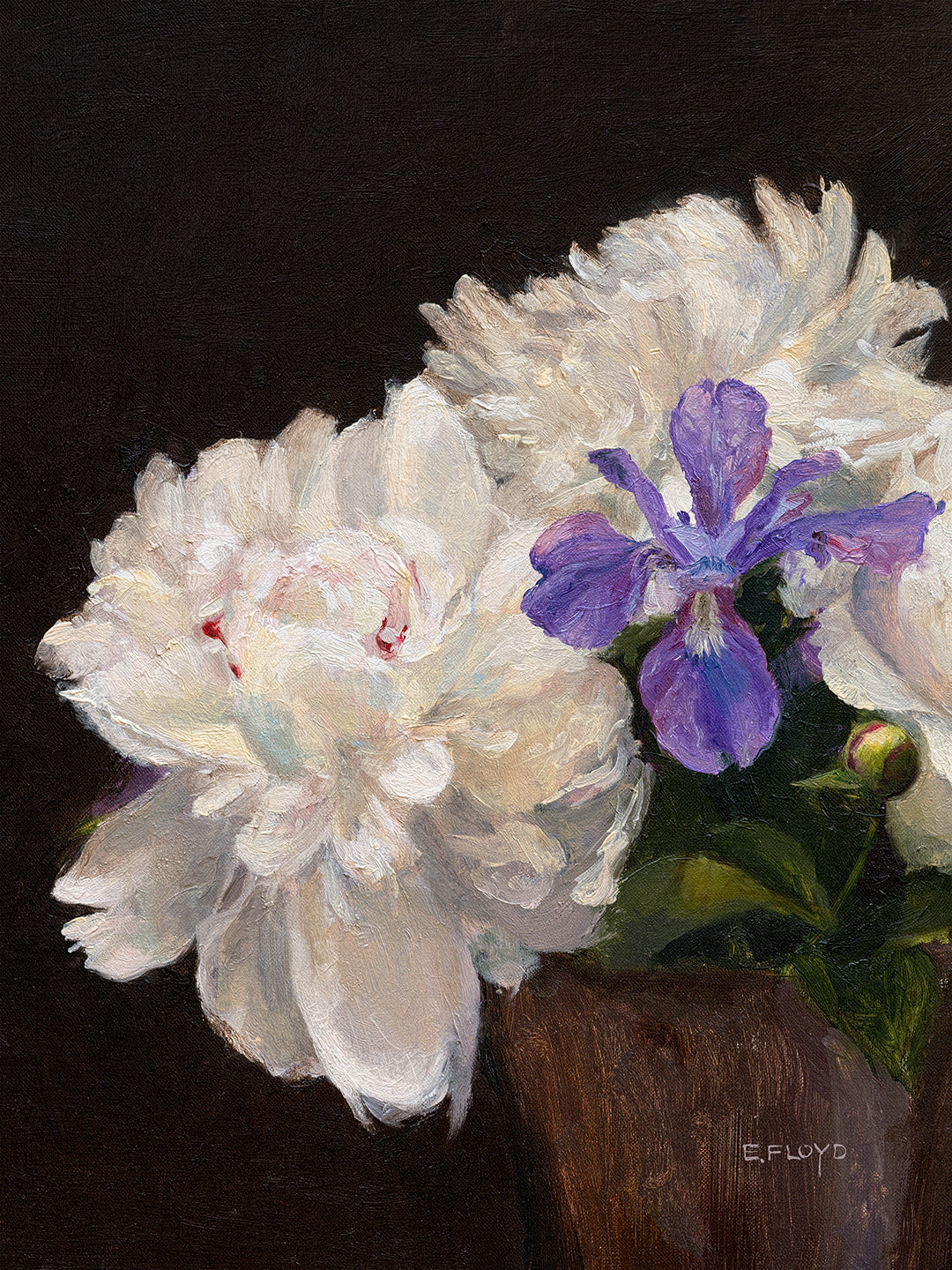 Peonies and Purple Iris, Canvas Art Print, Stretched 1.25" Deep