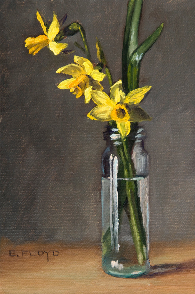 Three Daffodils Fine Art Matted Prints, 8x10