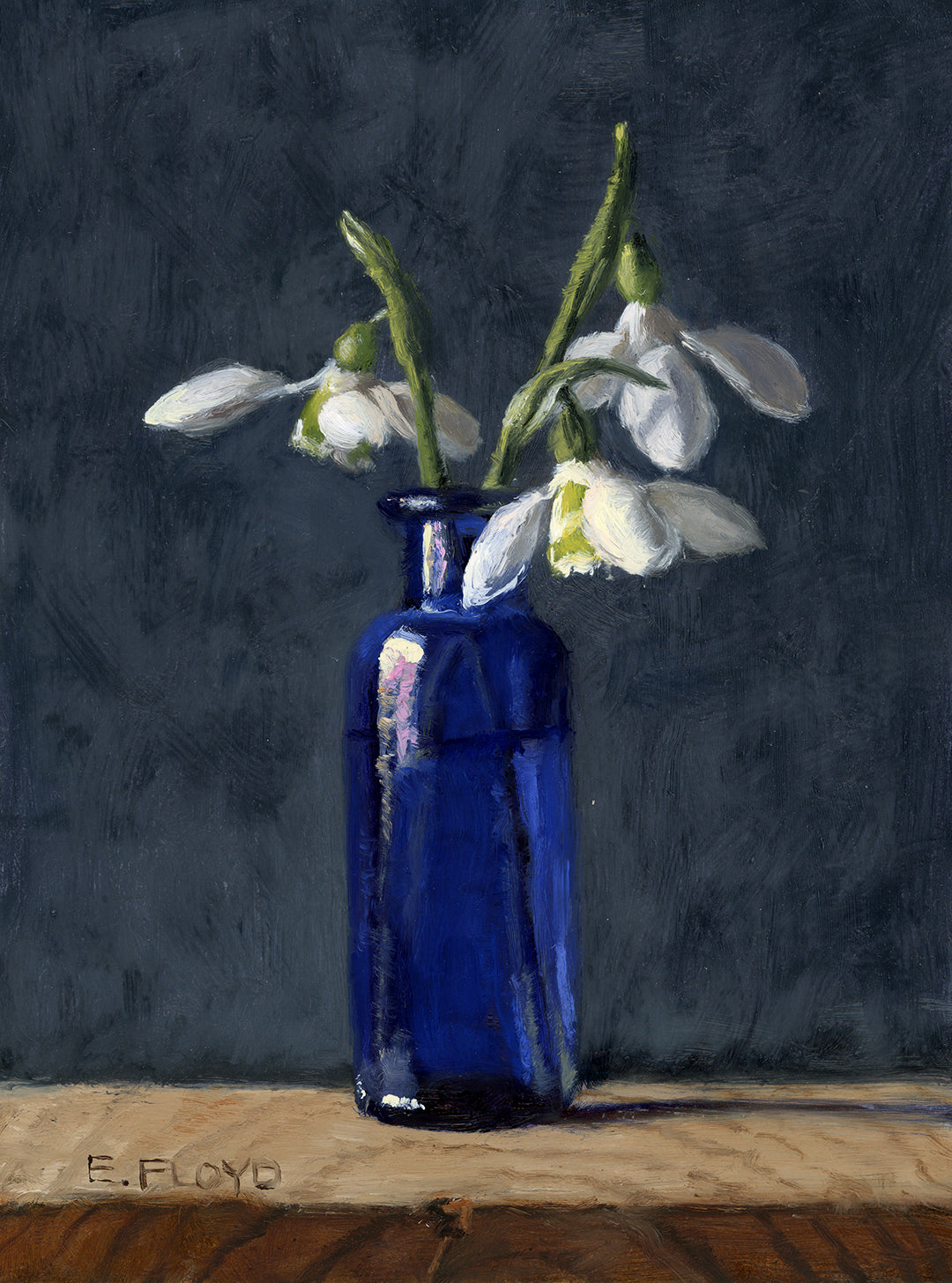 Snowdrops,  8x6 inches, Framed Oil Painting