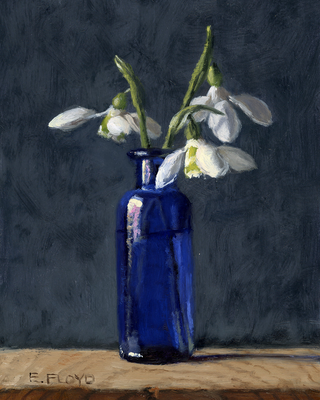 Snowdrops,  8x6 inches, Framed Oil Painting