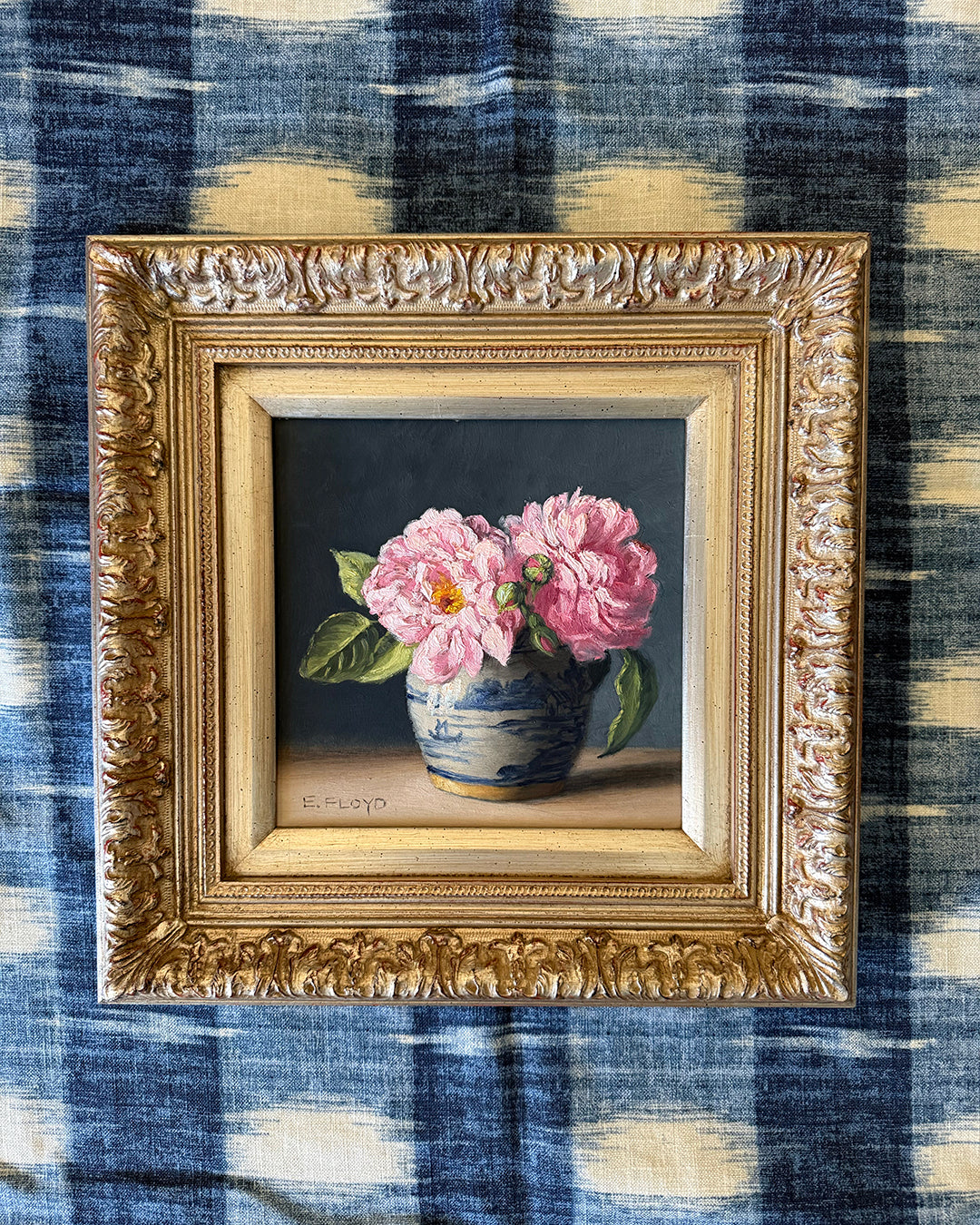 Pale Pink Roses, 8x8inches, Framed Oil Painting