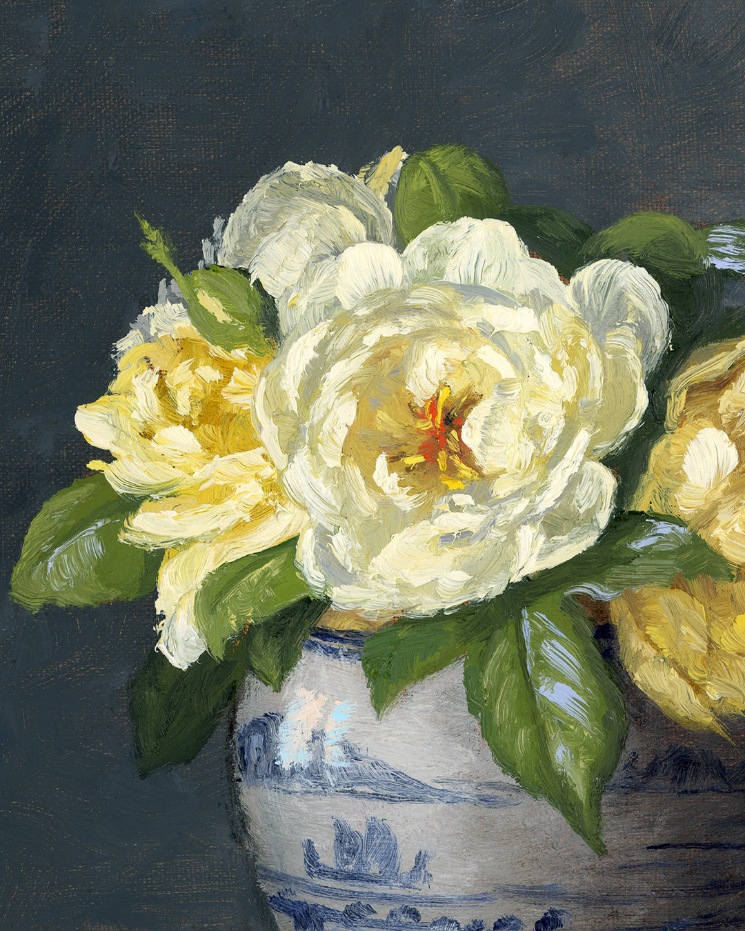 Pale Yellow Roses,  8x10 inches, Framed Oil Painting