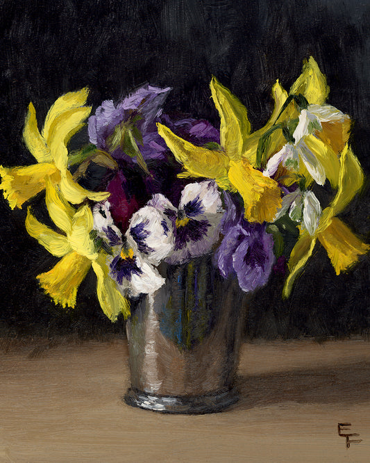 Spring Flowers, 8x8inches, Framed Oil Painting