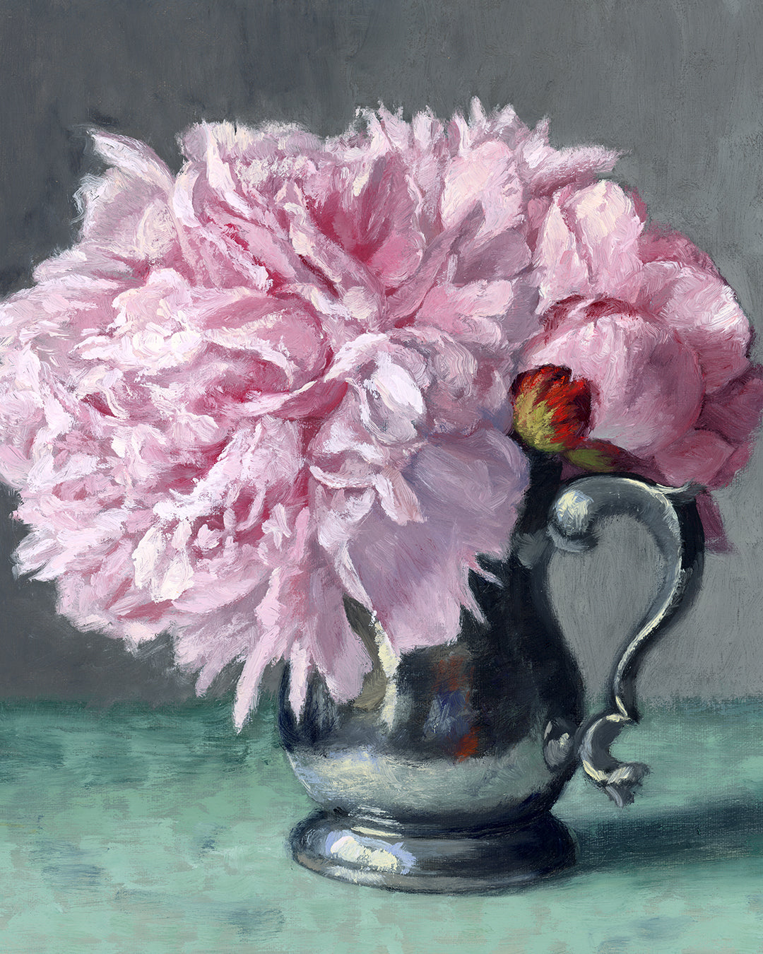 Pale Pink Peonies, 11x14 inches, Framed Oil Painting