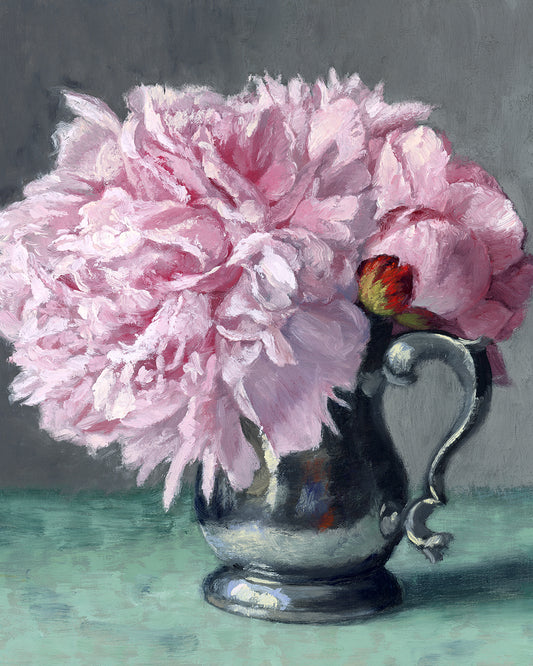 Pale Pink Peonies, 11x14 inches, Framed Oil Painting
