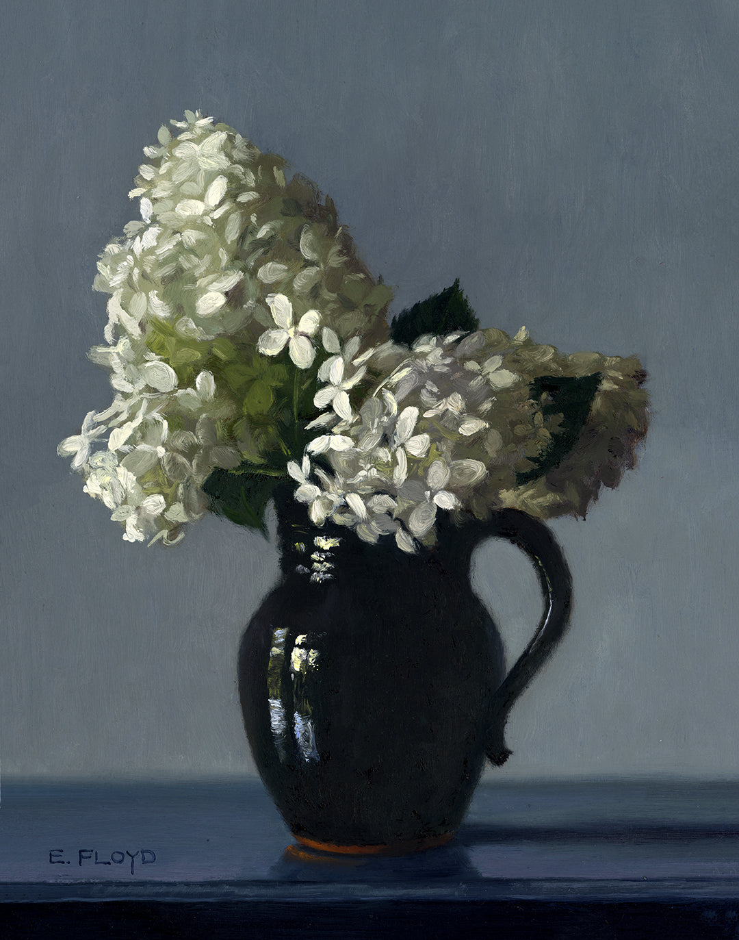 Limelight Hydrangeas, Framed Oil Painting, 16x12 inches