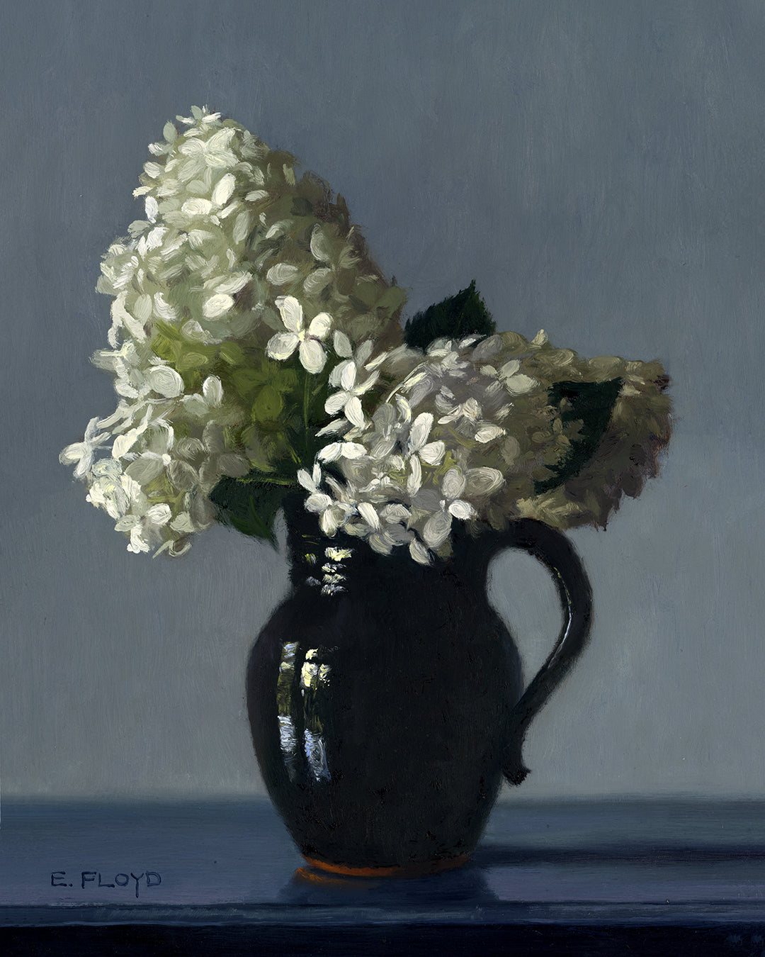 Limelight Hydrangeas, Framed Oil Painting, 16x12 inches