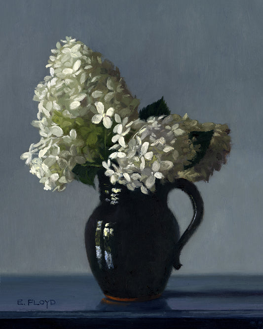 Limelight Hydrangeas, Framed Oil Painting, 16x12 inches