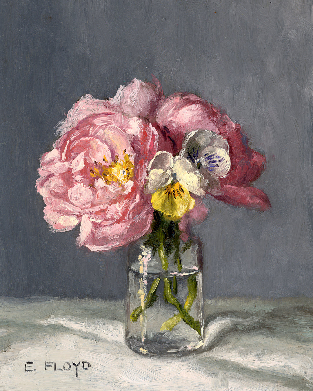 Roses and Pansies,  8x6 inches, Framed Oil Painting