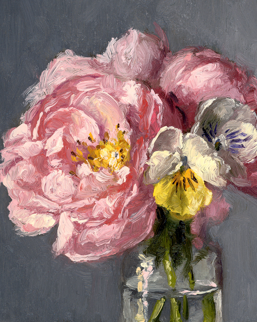 Roses and Pansies,  8x6 inches, Framed Oil Painting