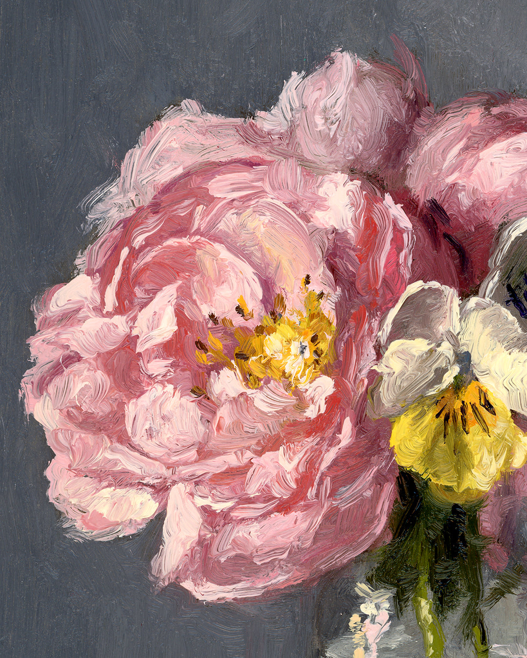 Roses and Pansies,  8x6 inches, Framed Oil Painting