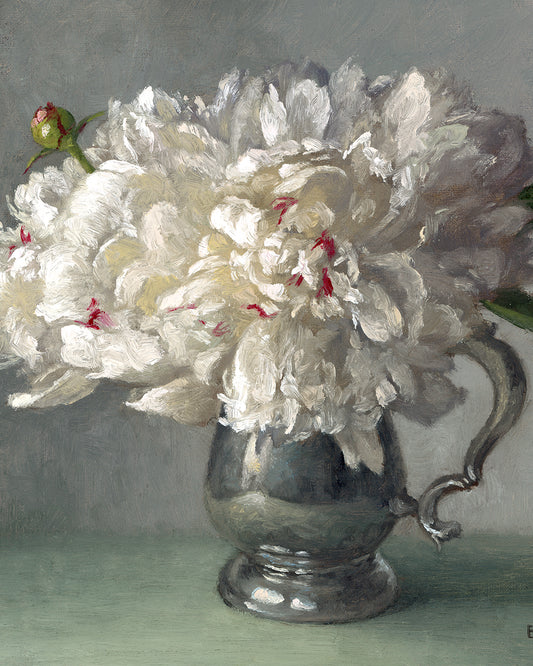 Festiva Maxima Peonies, Framed Oil Painting, 11x14 inches
