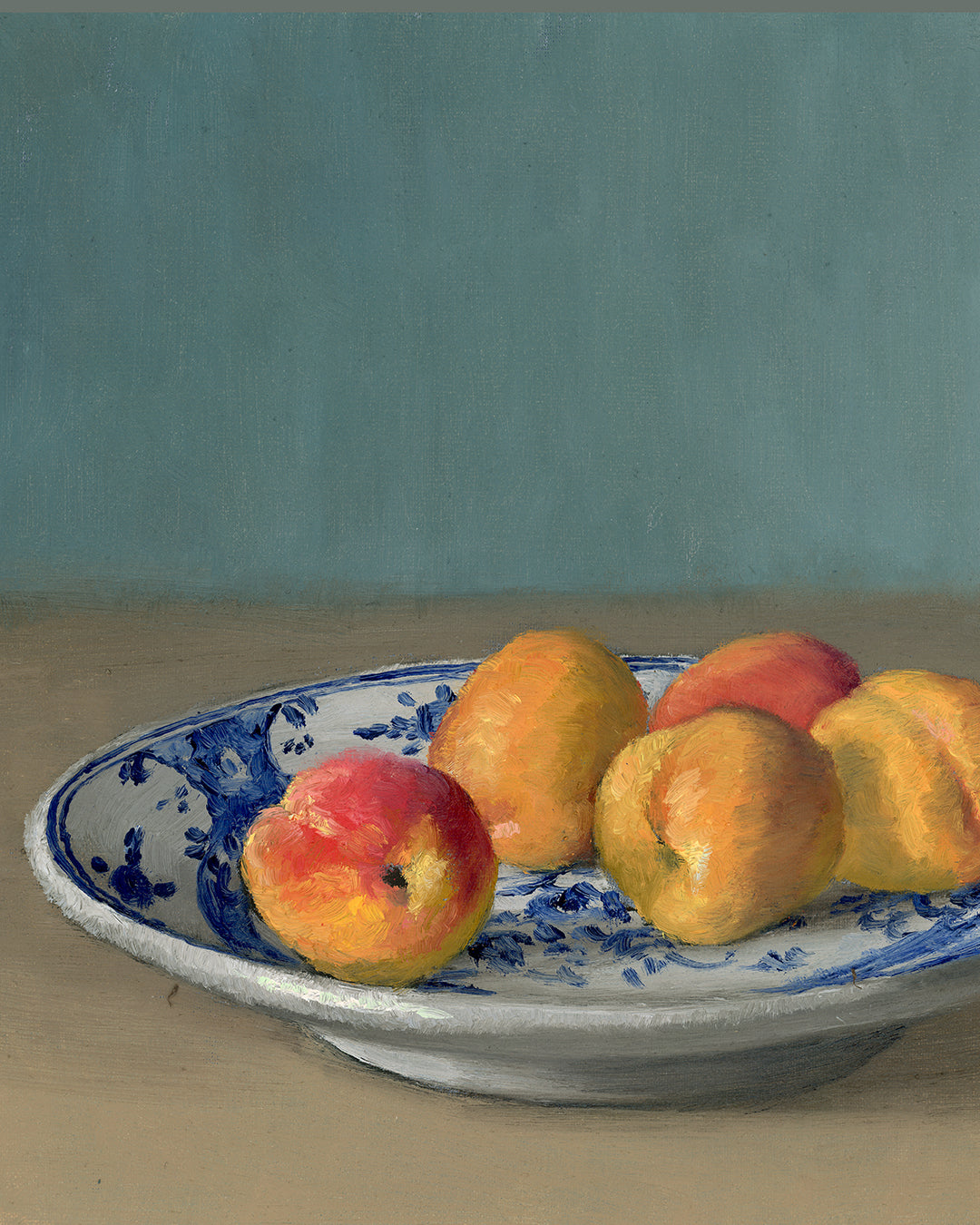 Apricots and Glass of Water, Framed Oil Painting, 9x12 inches