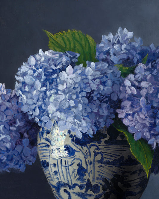 Blue Hydrangeas, Canvas Art Print, Stretched 1.25" Deep