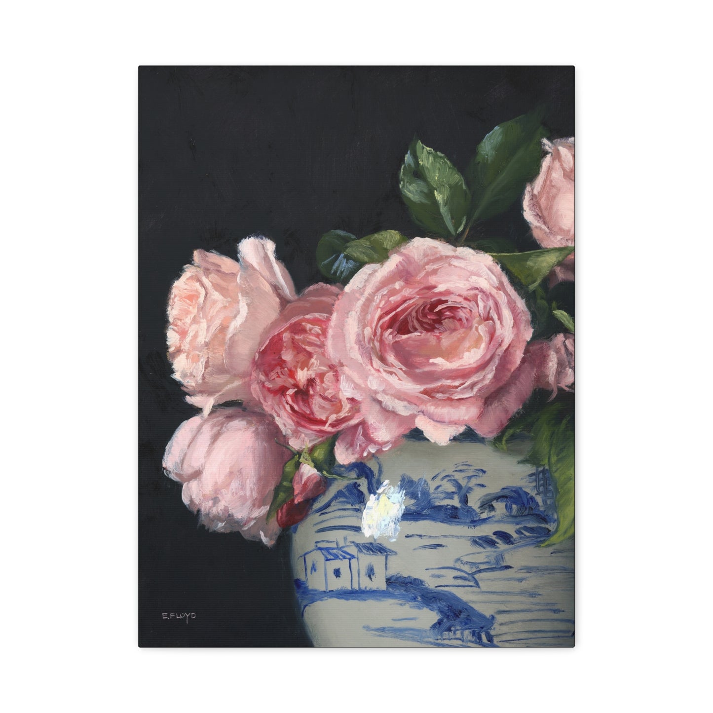 Rose and Ginger Jar, Canvas Art Print, Stretched 1.25" Deep