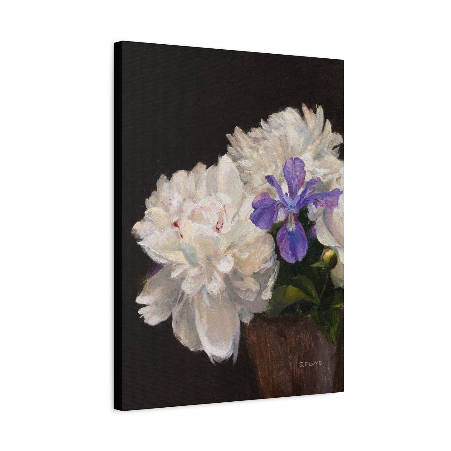 Peonies and Purple Iris, Canvas Art Print, Stretched 1.25" Deep