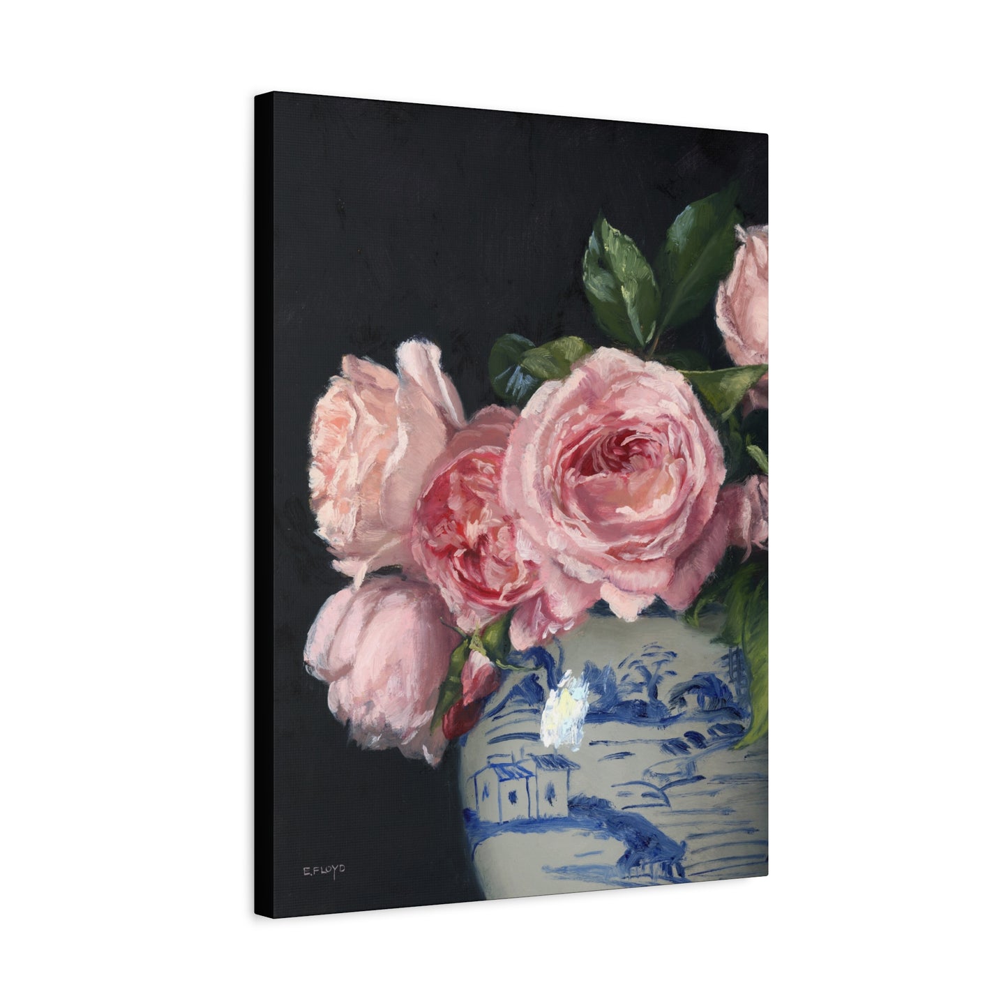 Rose and Ginger Jar, Canvas Art Print, Stretched 1.25" Deep